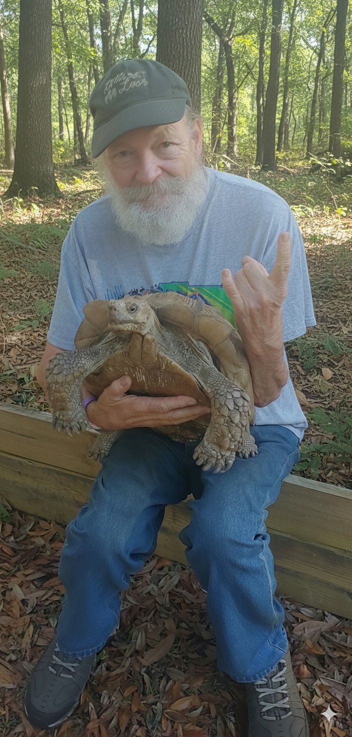 John holding a turtle