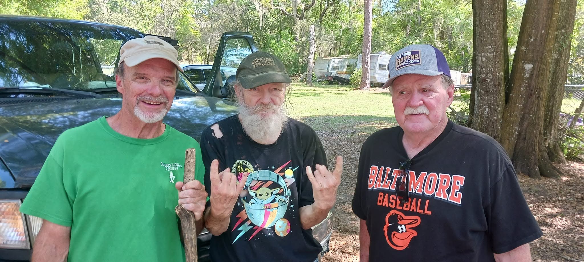 John with childhood friends
